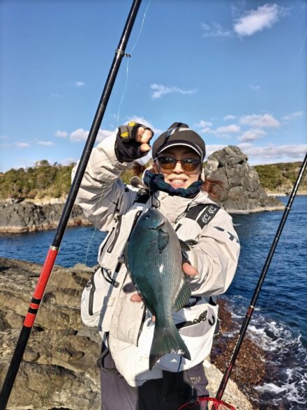 鮎のお客さんの磯釣りデビュー♪