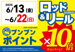 ロッド＆リール ブンブンポイント１０倍！